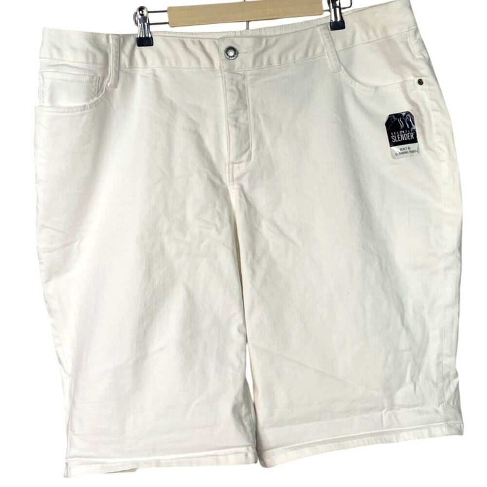 St. John's Bay Secretly Slender White Bermuda Shorts Women's Plus Size 22W New